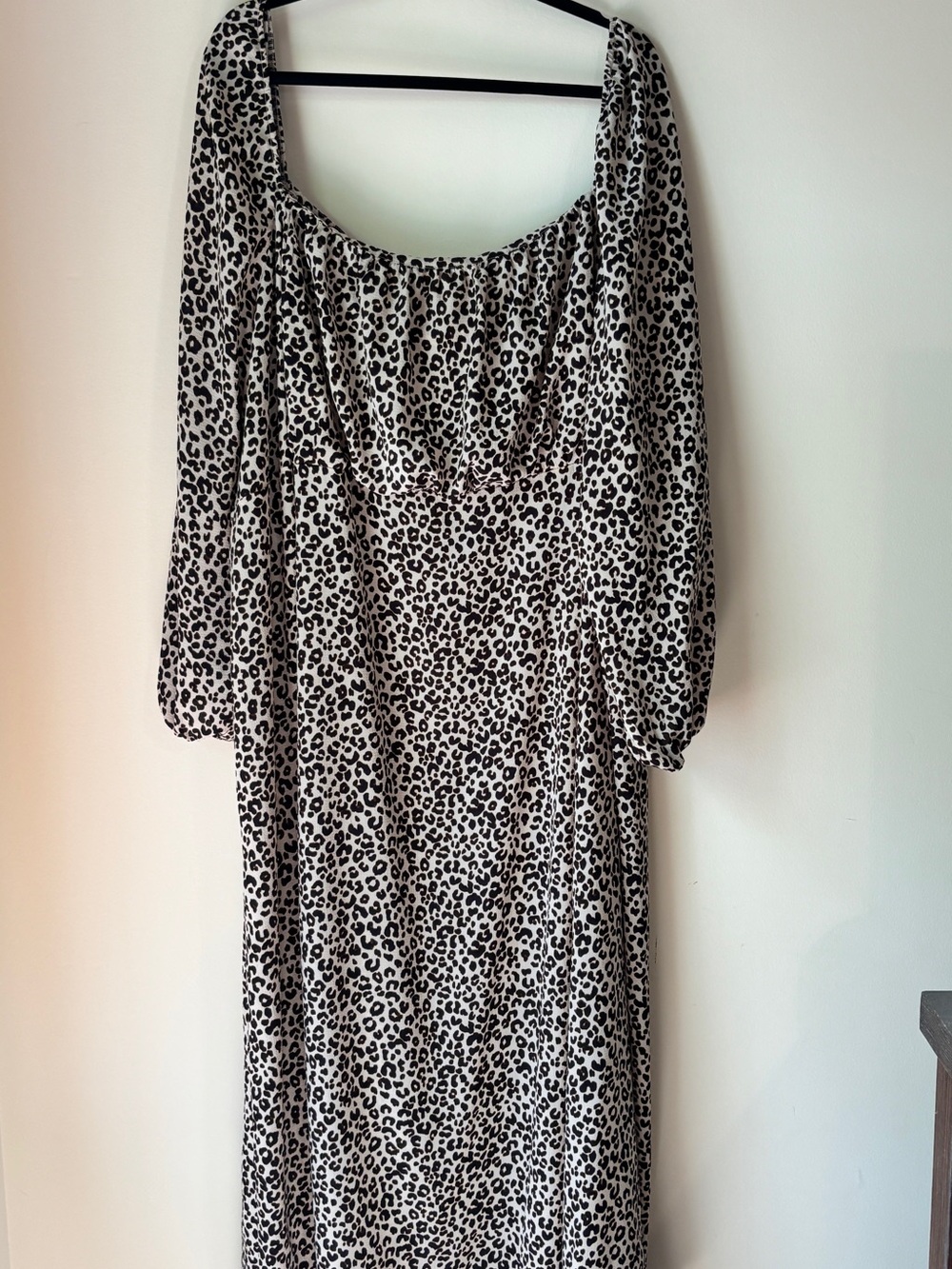ASOS Curve Black and White Leopard-Print Square-Neck Maxi Dress